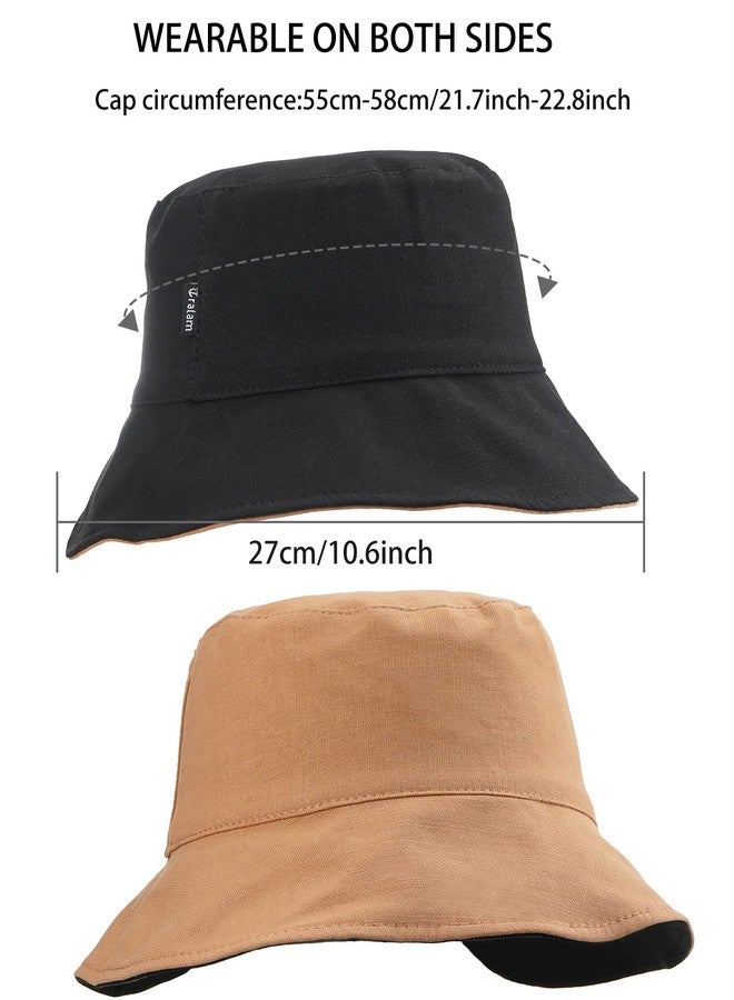 Taidor Ponytail Sun Bucket Hats for Women Beach Cap Fisherman Hat Black - Image 5